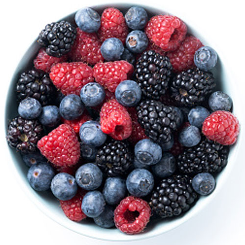 Berries positioned in a white bowl