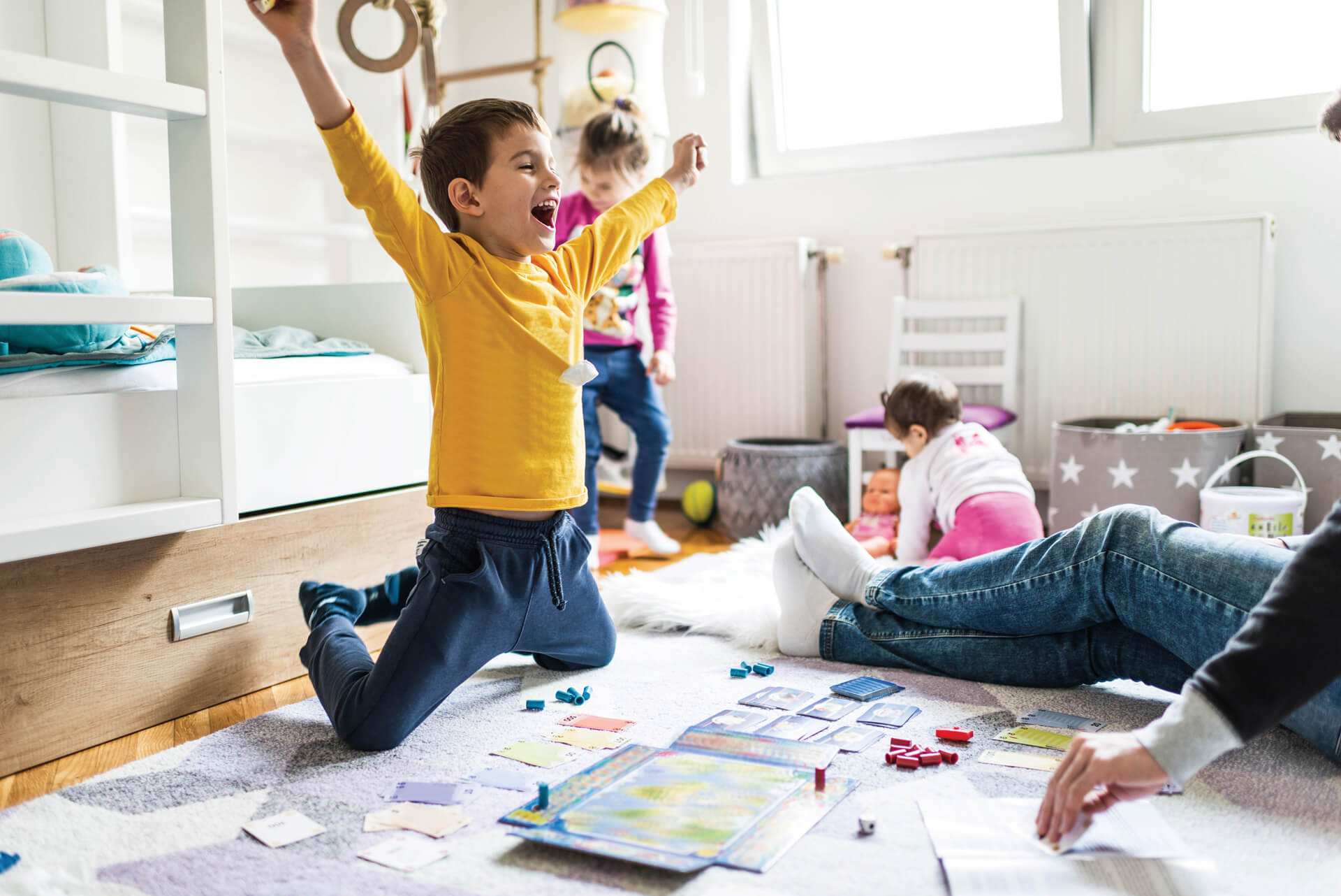 Kids playing in living room