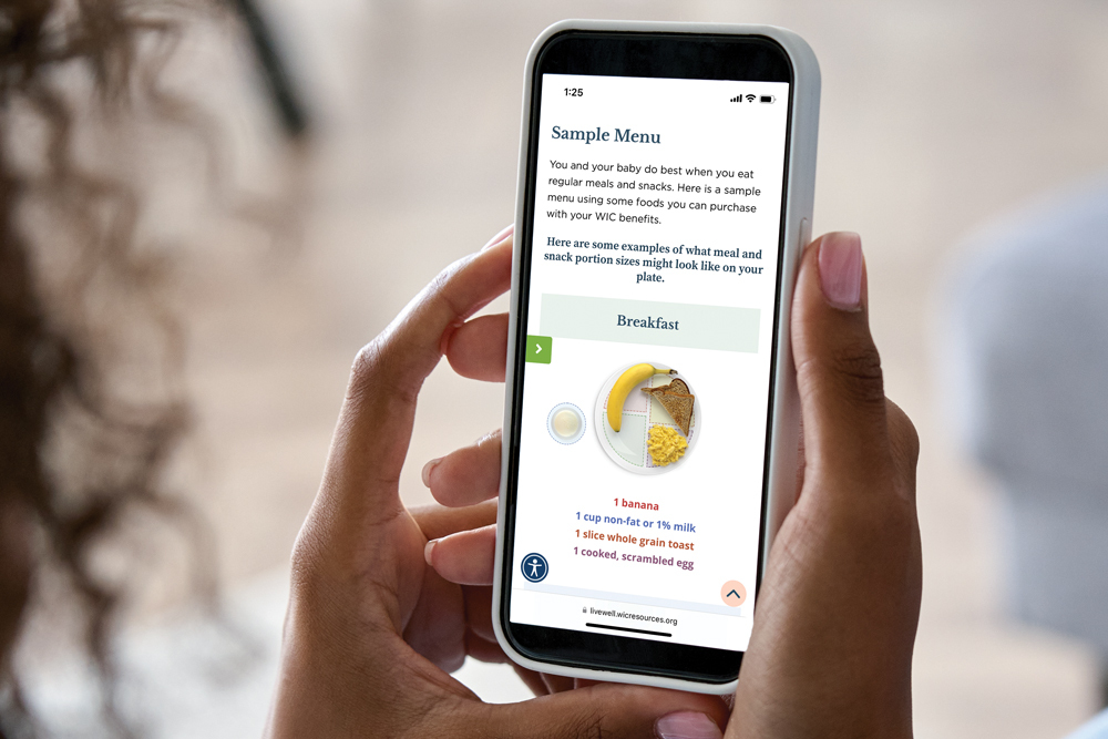 Illustration of steps or guidance for using the WIC website
